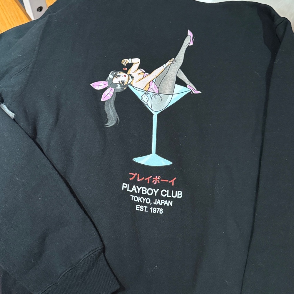 Playboy Color Bars Hoodie Small New Black Hoodie with Cherry Graphic